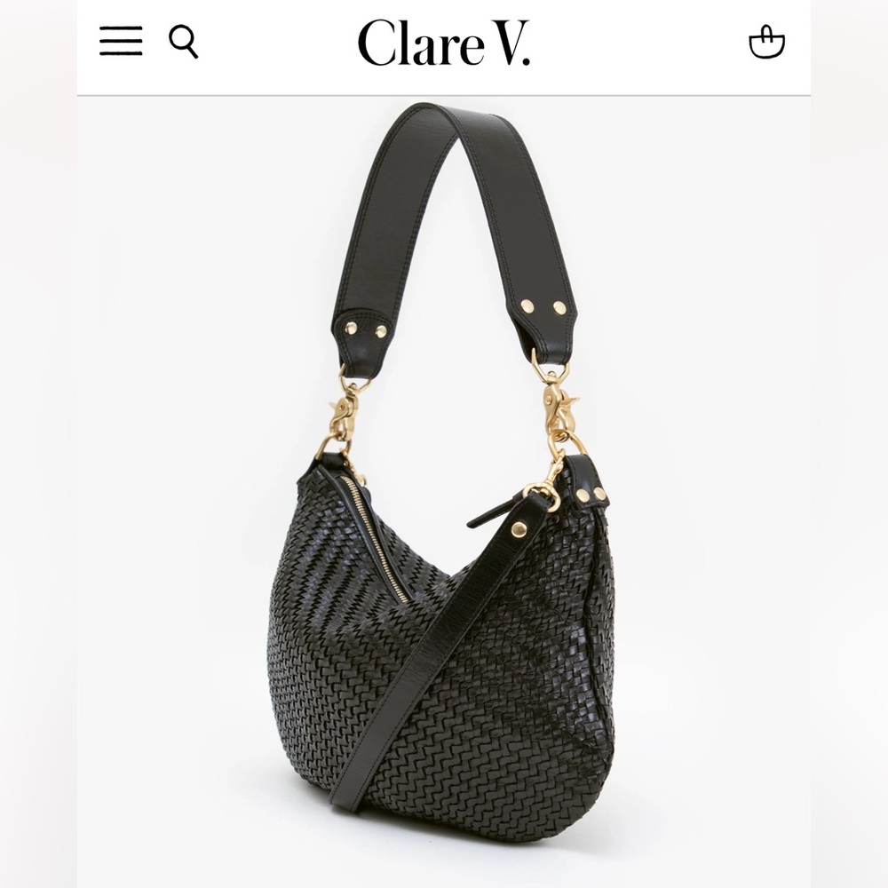 CLARE V Moyen Messenger Black Zig Zag EUC